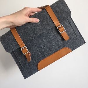 Gray unisex academia handheld satchel clutch